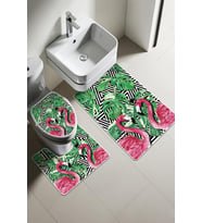 Modern Desenli Dijital Baskı 3’lü Banyo Paspas Takımı Yıkanabilir Kaymaz Tabanlı Klozet Takımı KLZ0008 (Çok Renkli)