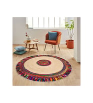 Eliana Home Baskılı, Yıkanabilir Kaymaz Taban Yuvarlak Halı LNA7009 120x120 cm (Bej)