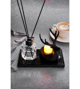 Bambu Çubuklu Oda Kokusu Tea Light Mumluk Seti Hediyelik Dekoratif