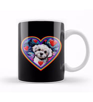 Maltipoo in A Rainbow Heart Kupa Bardak Porselen