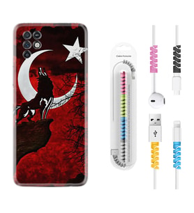 INFINIX Note 11 Pro Note 10 Hot 9 Play Kılıf Kablo Koruma Spiral Silikon Wolf and Moon 2 1381