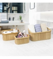 Bambu Çok Amaçlı Üçlü Sepet