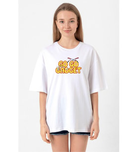 Inspector Gadget Go Go Gadget Beyaz Kadın Oversize Tshirt