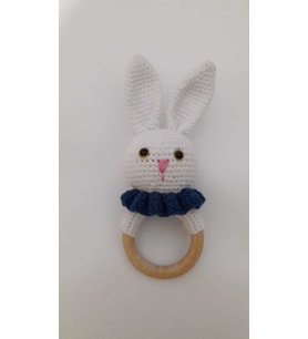 Sevimli Tavşan Çıngırak Amigurumi Organik Oyuncak