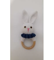 Sevimli Tavşan Çıngırak Amigurumi Organik Oyuncak