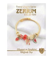 Modern Çelik Şık Kadın Charm Çelik Bileklik Fiyonk Karpuz Kiraz Gold (Çok Renkli)