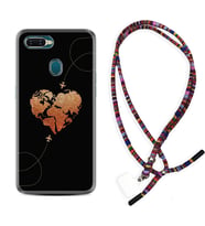 Oppo A5S A15 A16 A54 A55 A73 A74 Kılıf Boyun Asklı Rasta Silikon Plane Heart 1721