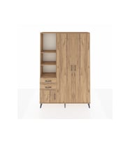 Arges Gardrop 5 Raflı 2 Çekmeceli Tek Askılı 132x30x195 Çam-Çam