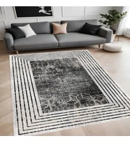Rovigo Home Dijital Baskı Yıkanabilir Kaymaz Taban Salon Halısı Ve Yolluk RV118-FNL424 (Siyah)