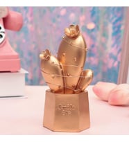 Led Işıklı Sevimli Kaktüs Dekoratif Masa Lambası Mini Biblo Gece Lambası Gold (4767)
