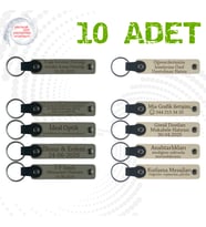 Kül Gri & Sütlü Kahve, 10’lu Set, Tarih ve İsimli Anahtarlık, Nişan Töreni Davetlilerine Anlamlı Anı
