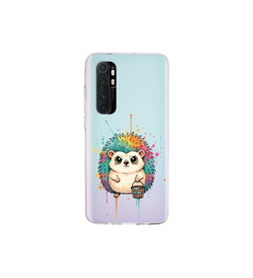 Xiaomi Mi Note 10 Lite ile Uyumlu Splash Kirpi Tasarımlı Şeffaf Silikon Kılıf