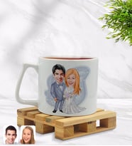 BK Gift Kişiye Özel Sevgililer Karikatürlü Middle Beyaz Kupa Bardak Model 104