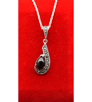 925 Ayar Kadın Oltu Taşı Kadın Kolye sk000111 (Siyah)