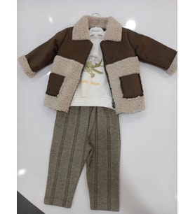 CEPLİ VELSOFTLU CEKETLİ 3'LÜ BEBE ERKEK TAKIM (Haki)
