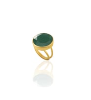 Kadir Jewellery 22 Ayar Altın Kaplama Zirkon Taşlı Kadın Otantik Yüzük (K.Yeşil)