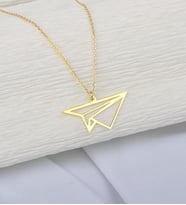 Origami Uçak Model 925 Ayar Unisex Gümüş Kolye