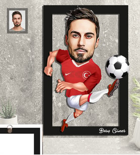 Kişiye Özel Milli Takım Karikatürlü 3D Ahşap Tablo 30x47 Bay-1