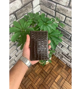 Guard Kahverengi Hakiki Deri Croco Pasaport Kılıfı // GRD260225WT1321