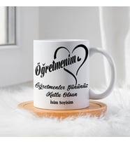 Öğretmenler Günü İçin Kişiye Özel Porselen Kupa Bardak - BY-KP-0000281 (Beyaz)