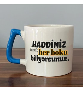 Haddiniz Hariç Her Boku Biliyorsunuz Baskılı Mavi Kulplu D Kupa