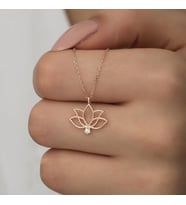 Rose Lotus Çiçegi 925 Ayar Gümüş Kadın Kolye