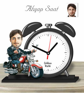 Kişiye Özel Ahşap Saat-Motorcu Erkek-1