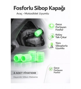 Fosforlu Araç Motosiklet Lastik Sibop Kapağı Gece Parlayan Silikon 4 Adet Universal Sibop Kapağı (Yeşil)