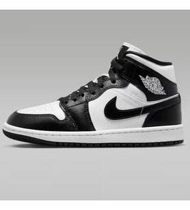Nike Air Jordan 1 Mid Panda Unisex Leather Sneaker Hakiki Deri Bilekli Günlük Spor Ayakkabı Siyah-Beyaz