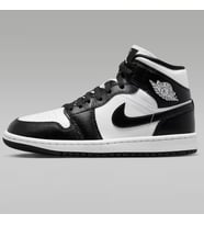 Nike Air Jordan 1 Mid Panda Unisex Leather Sneaker Hakiki Deri Bilekli Günlük Spor Ayakkabı Siyah-Beyaz