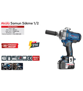 CMC3921 Akülü Somun Sıkma Makinesi 21v 850 Nm Tork 1/2