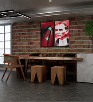 Kişiye Özel Türk Bayrağı Ve Mustafa Kemal Atatürk Tasarımlı Kanvas Tablo İkili Set 30x50 cm  Yeni İş Hediyesi