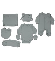 Unisex Mavi Tulumlu Battaniyeli 7 Parça Hastane Çıkış Seti (Standart)