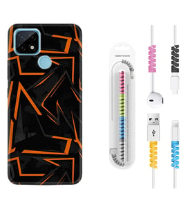 Realme C11 C21 C21Y C25Y C11 2021 Kılıf Kablo Koruma Spiral Silikon Zigzaglar 1651