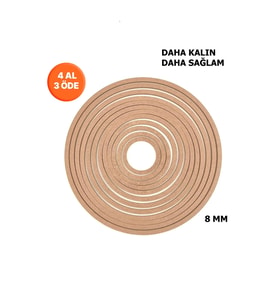 12'li Ham Mdf, 8mm Kalınlık, 30 Cm Kasnak, Boyanabilir Vidasız Kasnak, Makrome Halkası, Düş Kapanı