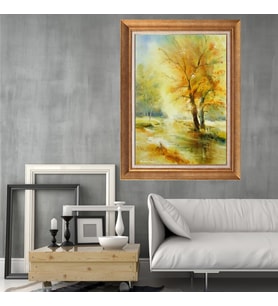 Altın Varaklı Paspartulu Çerçeveli Tablo rv180