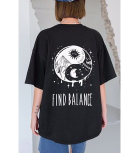 Tasarım Yingyang Baskılı Tshirt (STD)