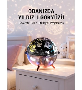 Mey İthalat® Galaksi ve Yıldız Efektli Nemlendirici Işık Projektörü Yeni Nesil