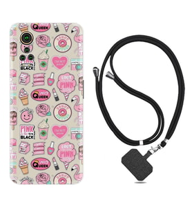 General Mobile GM 21 Pro GM 22 Pro Plus Kılıf Boyun Askılı Silikon Donut Flamingo 1415