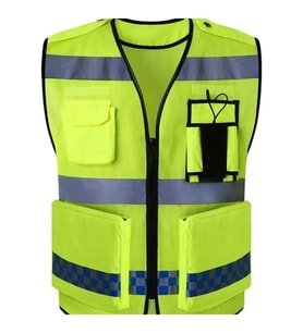 Motosiklet Reflektörlü Yelek Polyester Kumaş Çok Fonksiyonlu Cepler Motor Yelek Neon