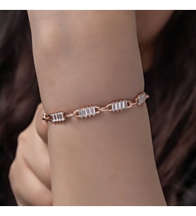 Gümüş Rose Baget Taşlı Kadın Bileklik