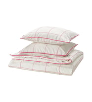 IKEA Bredvecklare Nevresim Seti 240 x 220 cm Beyaz Pembe Çift Kişilik Pamuklu Yumuşak Çıtçıtlı