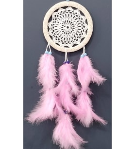 Pembe Kuş Tüylü Dream Catcher El Yapımı Rüya Kapanı Duvar Süsü