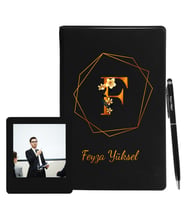 Kişiye Özel Siyah Defter Kalem & Instagram Çerçeve Hediye Seti
