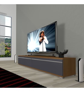 Decoraktiv Eko 140T Mdf Tv Ünitesi Tv Sehpası (Antrasit - Ceviz)
