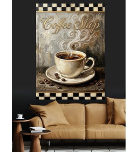 Coffee Shop Retro Kahve Sunumu Dekoratif Kanvas - Mdf Ahşap Tablo