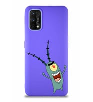 Realme 7 Pro Soft Premier Kapak Plankton Tasarımlı Silikon Kılıf - Mor (Şeffaf)