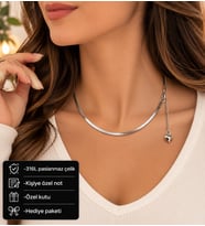 Orlisse Yılan Zincir Kadın Kolye 316L Paslanmaz Çelik Parlak Gümüş Renk Kolye