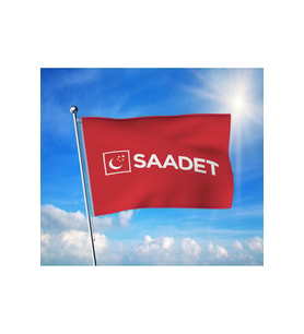 Kırmızı SAADET Partisi Bayrağı Premium Raşel Kumaş 100x150 cm