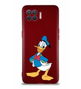 Oppo Reno 4 Lite Soft Premier Kapak Donald Duck-C Tasarımlı Silikon Kılıf - Mürdüm (Şeffaf)